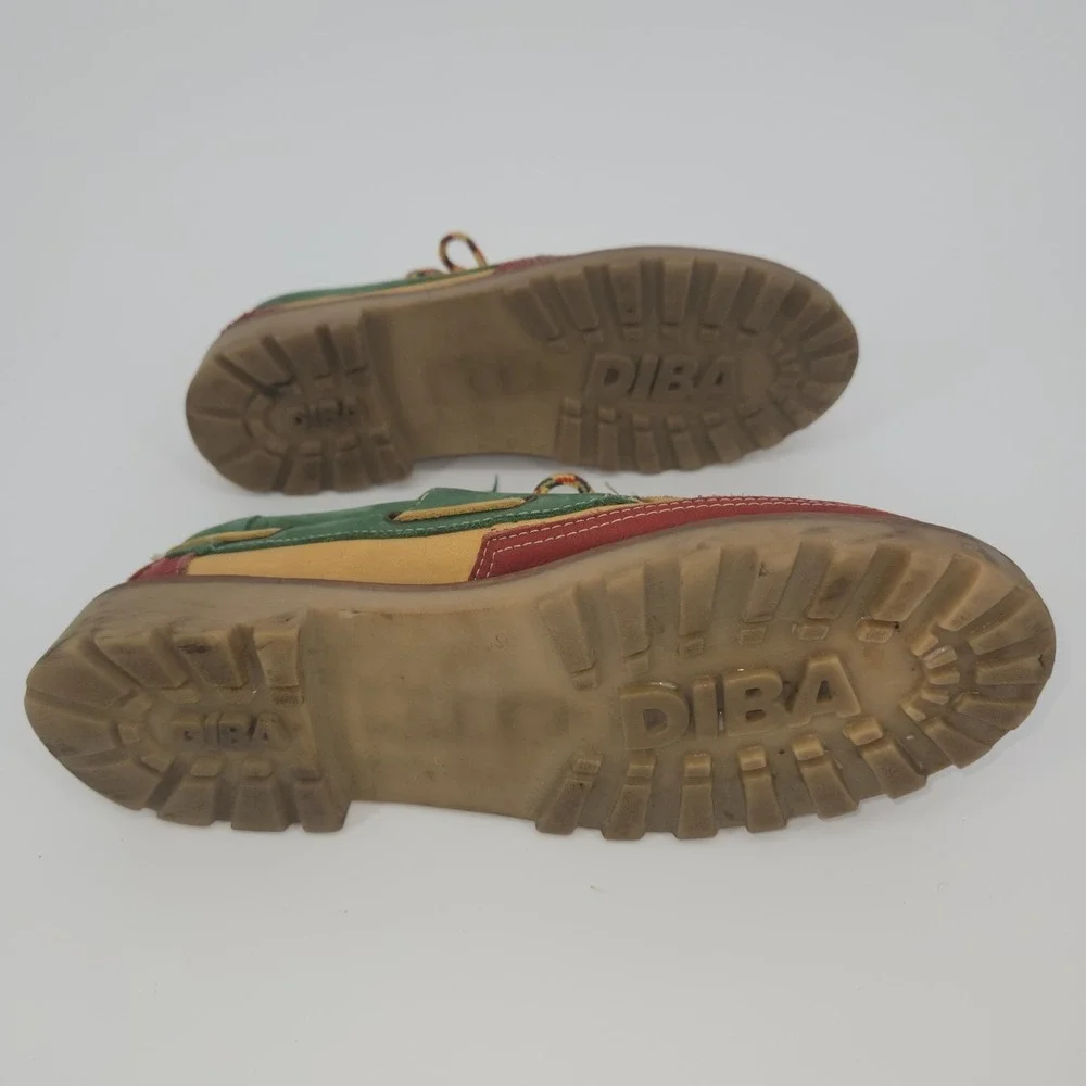 DIBA Vintage Boat Shoes‎ Men's 8.5 Leather Suede Lug Sole Deck Shoes Colorblock
